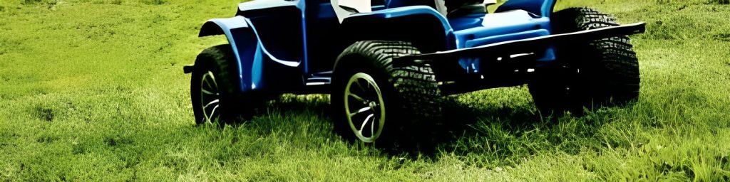 Mobility scooter with off-road tires on grass