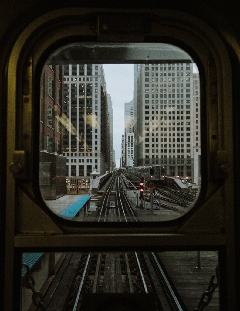 CTA chicago L trains on tracks