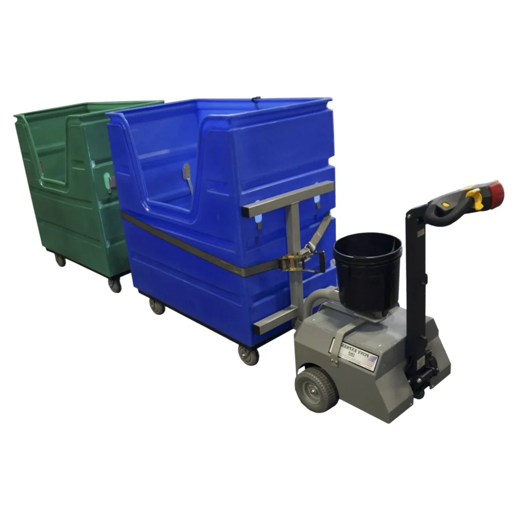 Pony Express linen tugger towing wheeled laundry bins